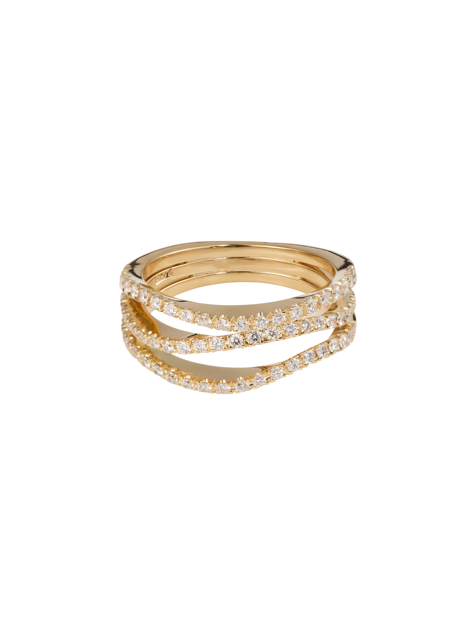 Waves ring in 18k yellow gold with 0,63ct diamond